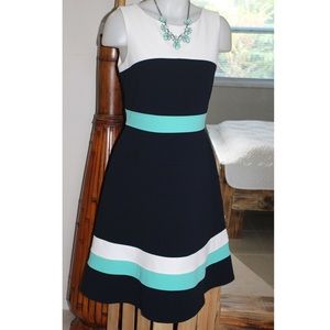 NWT Tommy Hilfiger Teal Stripe Fit and Flare Dress